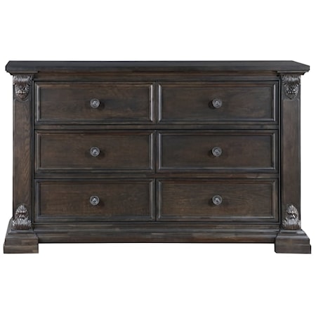 Traditional 6-Drawer Dresser with Scrolled Accents