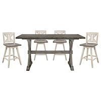 Rustic 5-Five Counter Height Dining Set with Swivel Chairs