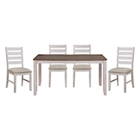 Farmhouse 5-Piece Dining Set with Ladder Back Seats