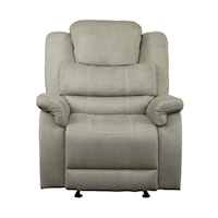 Transitional Glider Recliner with Pillow Arms