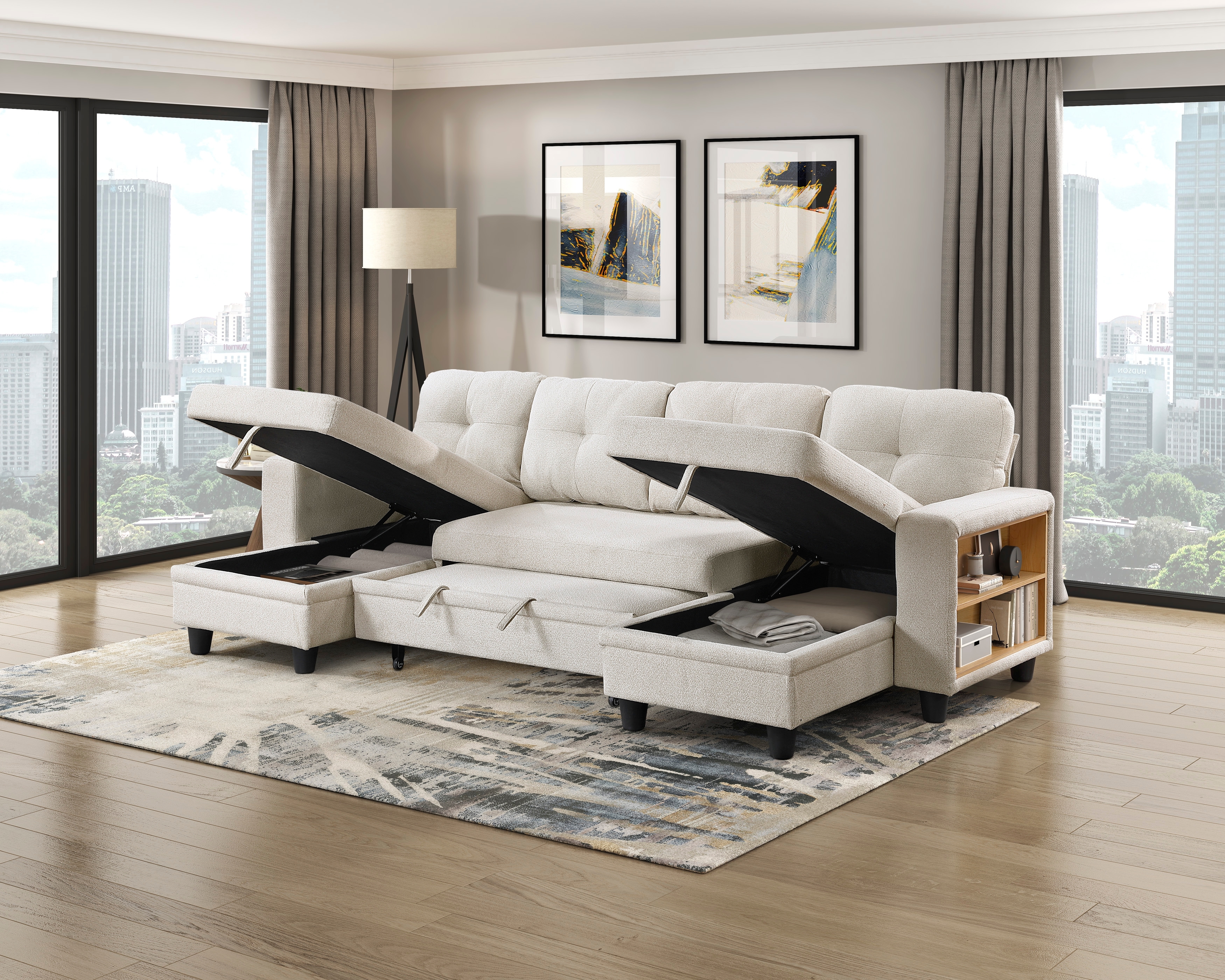 Homelegance Ansley 4-Piece Sectional Sofa with Pull-Out Bed