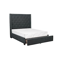 Transitional Queen Platform Bed with Storage Footboard