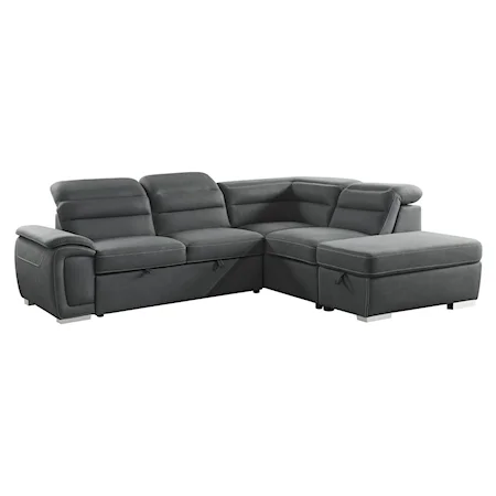 Contemporary 3-Piece Sectional with Adjustable Headrests