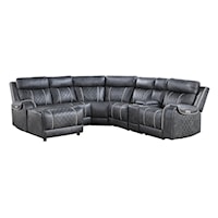 Transitional 6-Piece Modular Power Reclining Sectional with Left Chaise