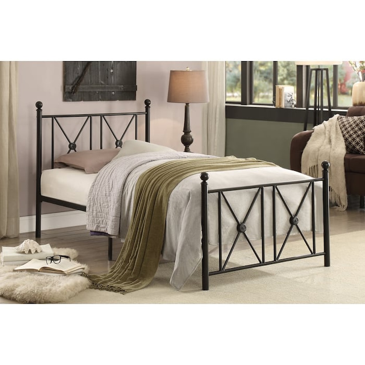 Homelegance Furniture Mardelle Twin Metal Platform Bed