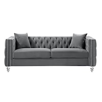 Glam Sofa with Button Tufting and Nailhead Trim