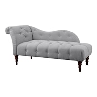 Traditional Button Tufted Chaise with Turned Legs