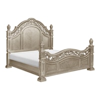 Traditional Queen Bed with Platinum Gold Finish