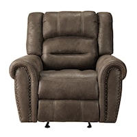 Transitional Glider Recliner with Nailhead Trim