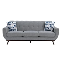 Mid-Century Modern Tufted Sofa with Splayed Legs