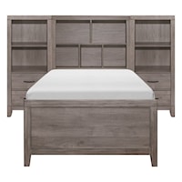Contemporary Twin Wall Bed with Bookcase Storage Headboard