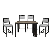 Contemporary 5-Piece Dining Set with Table Shelves