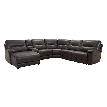 Casual 6-Piece Modular Reclining Sectional Sofa with Left Chaise
