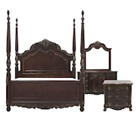 Traditional 4-Piece Queen Bedroom Set with Poster Bed