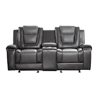 Briscoe Transitional Double Glider Reclining Love Seat with Center Console - Gray