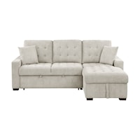 Casual 2-Piece Sectional Sofa with Right Chaise, Pull-Out Bed And Hidden Storage