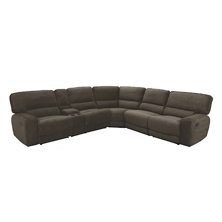 Casual 6-Piece Modular Reclining Sectional with Cup Holders