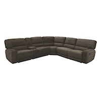 Casual 6-Piece Modular Reclining Sectional with Cup Holders