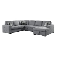 Transitional 4-Piece Sectional Sofa with Pull-Out Bed and Hidden Storage