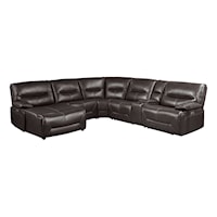 Transitional 6-Piece Power Reclining Sectional with Left Chaise