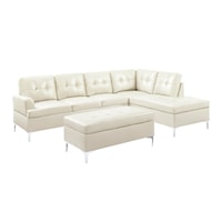Contemporary 3-Piece Sectional with Right Chaise and Ottoman