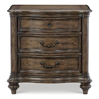 Traditional 3-Drawer Nightstand with Antique Handles