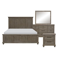 Transitional 4-Piece Queen Bedroom Set with Panel Headboard