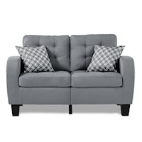 Contemporary Stationary Loveseat with Throw Pillows