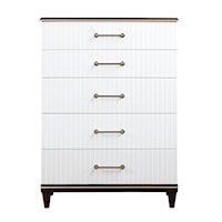 Contemporary 5-Drawer Chest with Gold-Finished Trim