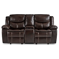 Casual Double Glider Reclining Loveseat with Center Console