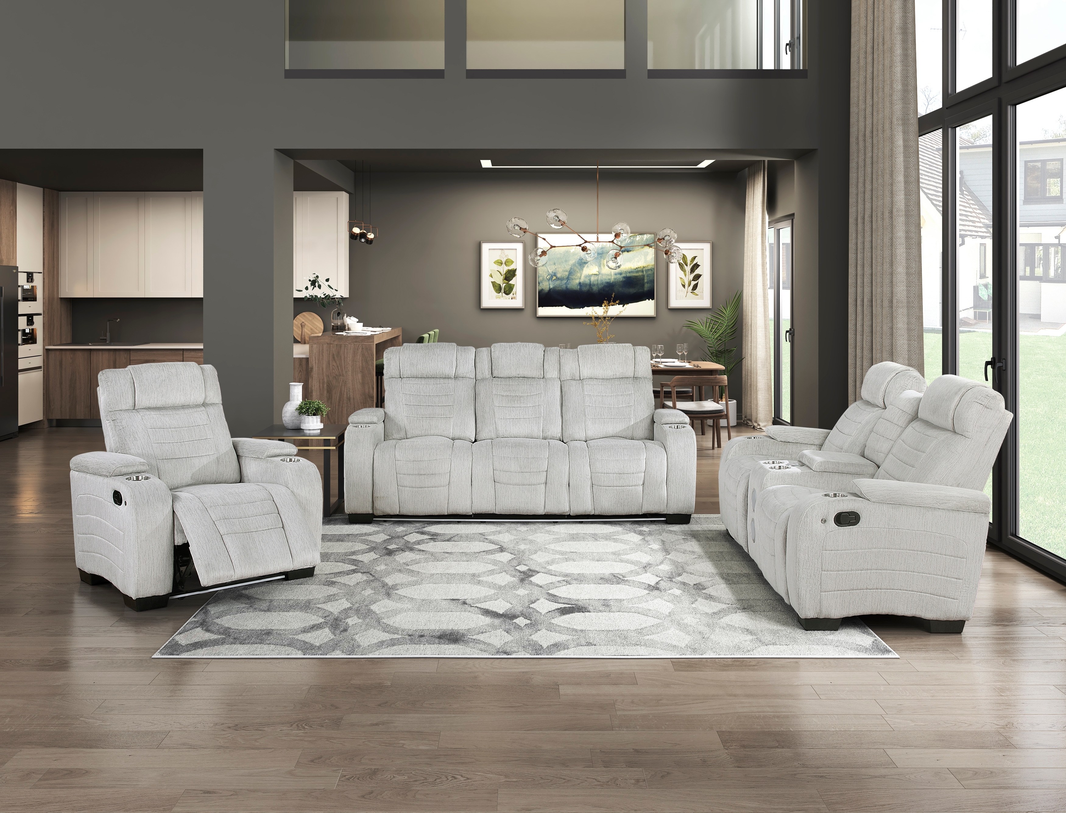 Homelegance Ronan Dual Manual Reclining Sofa with LED Lights