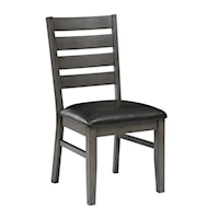 Transitional Ladder Back Side Chair with Upholstered Seat