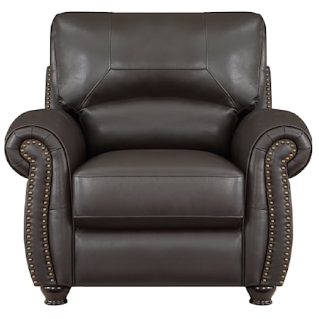 Traditional Accent Chair with Rolled Arms and Nailhead Trim