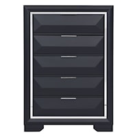 Contemporary 5-Drawer Bedroom Chest with Metal Center Glides