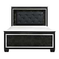 Glam California King Panel Bed with Upholstered LED Light Headboard