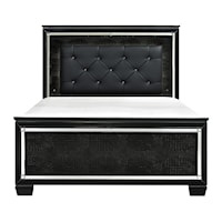 Glam Full Panel Bed with Upholstered LED Light Headboard