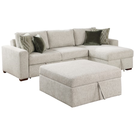 3-pc. Pull-Out Reclining Sectional w/Ottoman