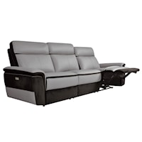 Transitional Power Double Reclining Sofa with USB Port