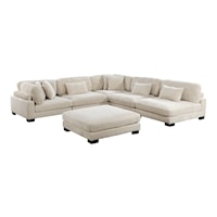Casual 6-Piece Modular L-Shape Sectional With Ottoman