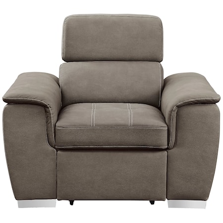 Casual Living Room Chair with Pull-Out Ottoman