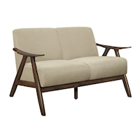 Mid-Century Modern Loveseat with Wood Arms