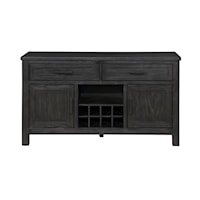 Transitional 2-Drawer Server with Wine Rack