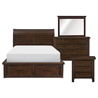 Transitional 4-Piece Queen Bedroom Set with Storage Footboard