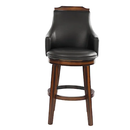 Transitional Upholstered Bar Height Chair with Swiveling Seat