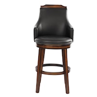 Transitional Upholstered Bar Height Chair with Swiveling Seat