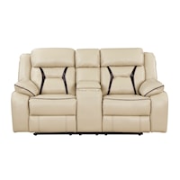 Contemporary Power Double Reclining Loveseat with Console