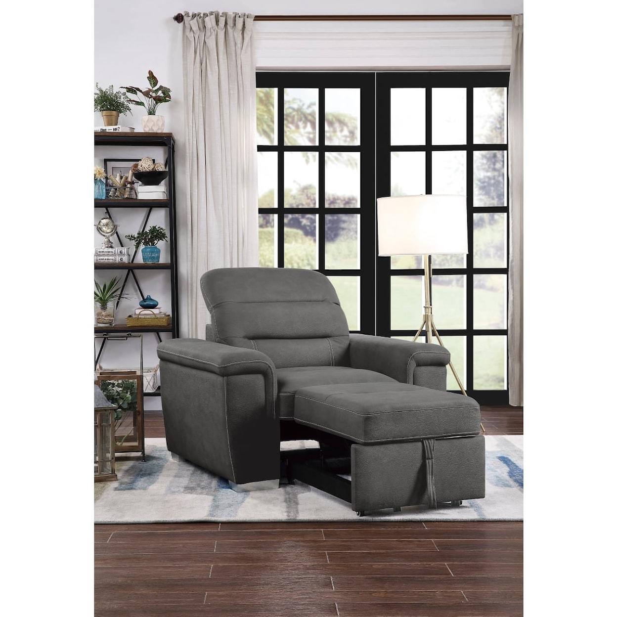 Homelegance Alfio Chair with Pull-out Ottoman