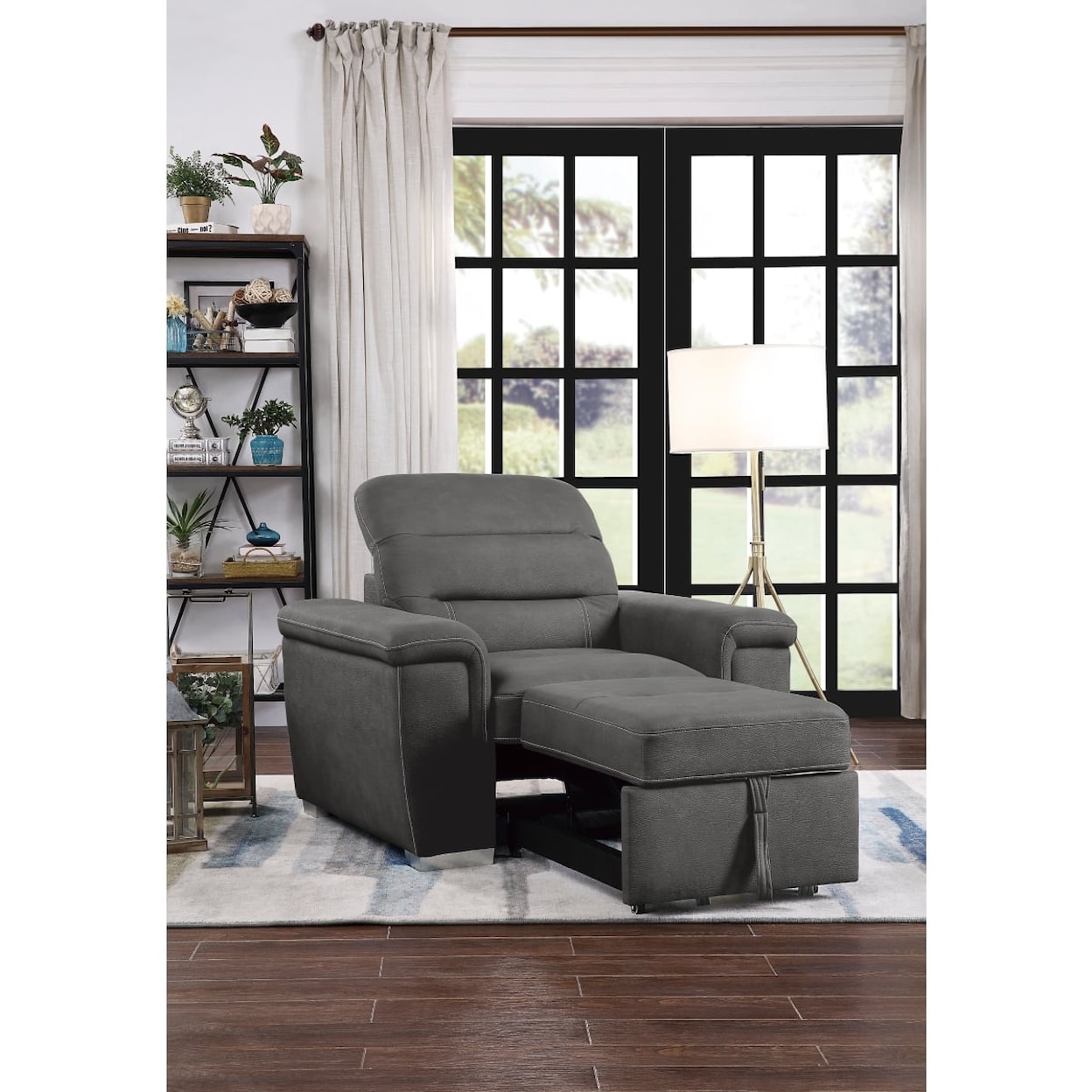 Homelegance Furniture Alfio Chair with Pull-out Ottoman