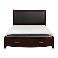 Contemporary California King Sleigh Platform Bed with Footboard Storage