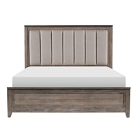 Rustic King Bed with Channel Tufting